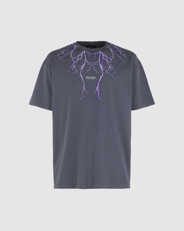 T-shirt Phobia Grey With Purple Lightning Front
