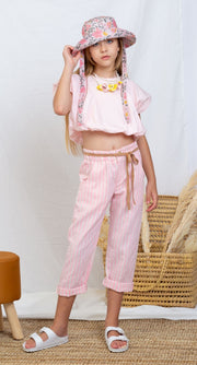 LU-LU Pink Pinstripe trousers